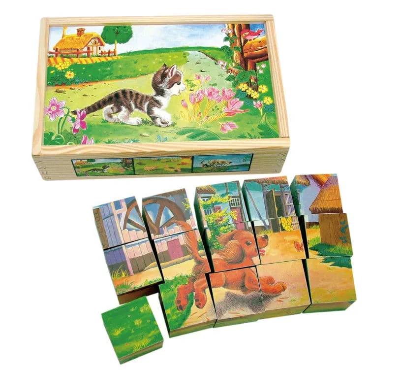 Drevené kocky - puzzle